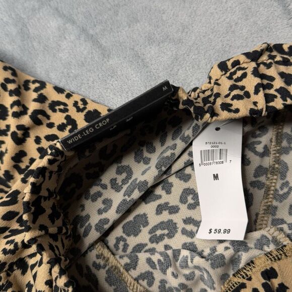 Banana Republic Sz M Women’s Pants Leopard Animal Print Wide Leg Cropped Pockets - Picture 8 of 13